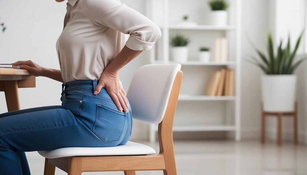 back pain lady sat down